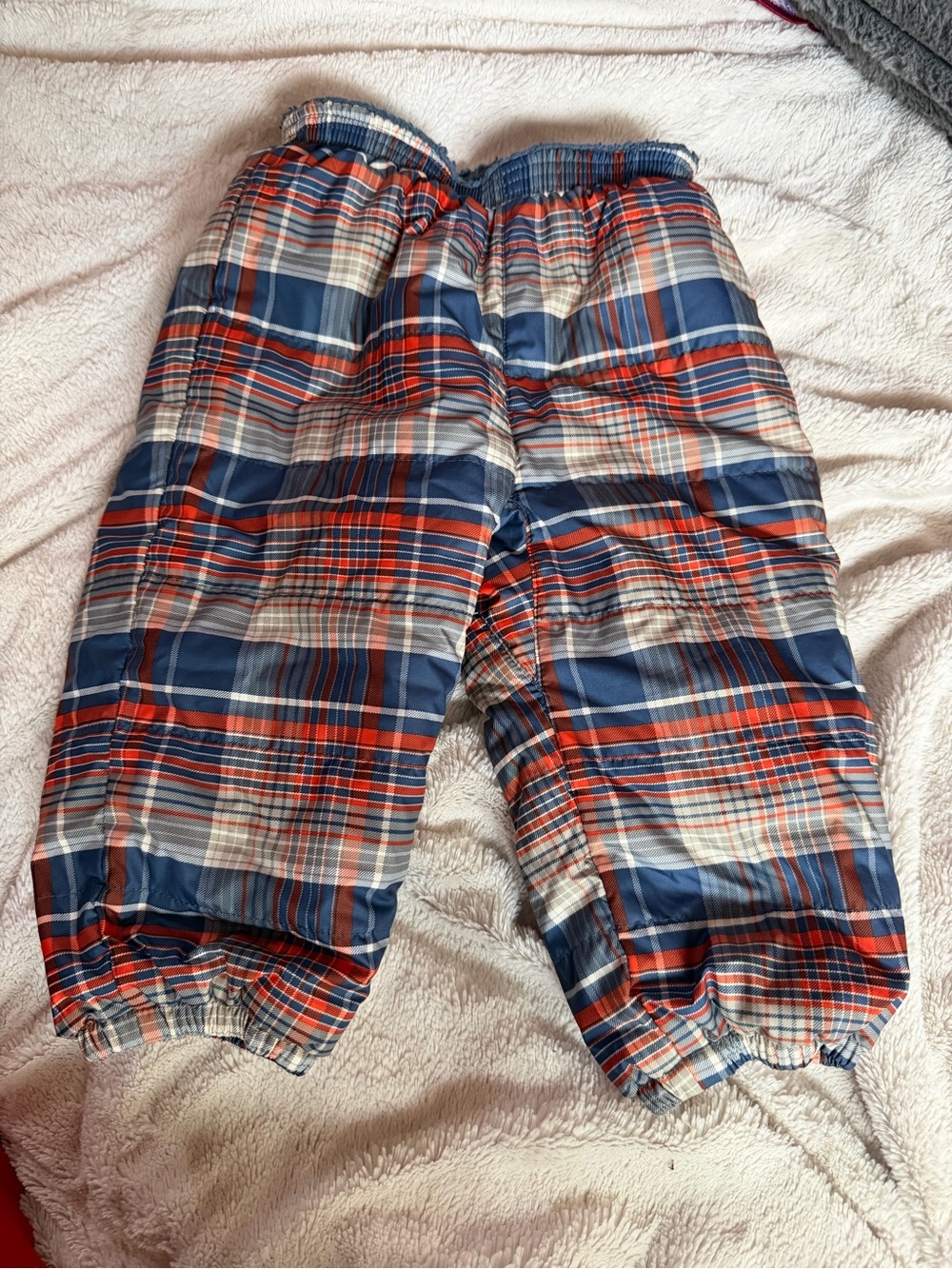 Patagonia Reversible Navy Plaid Fleece Snow Pants